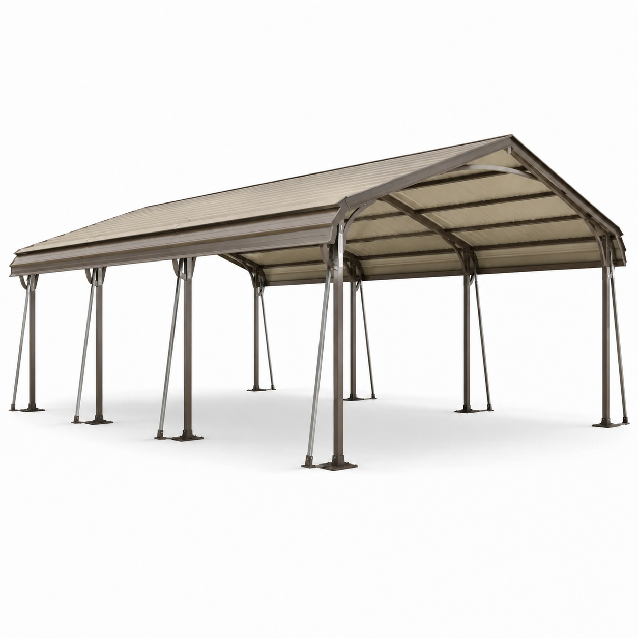 Carport en acier galvanisé et polycarbonate beige 600x300x250 cm
