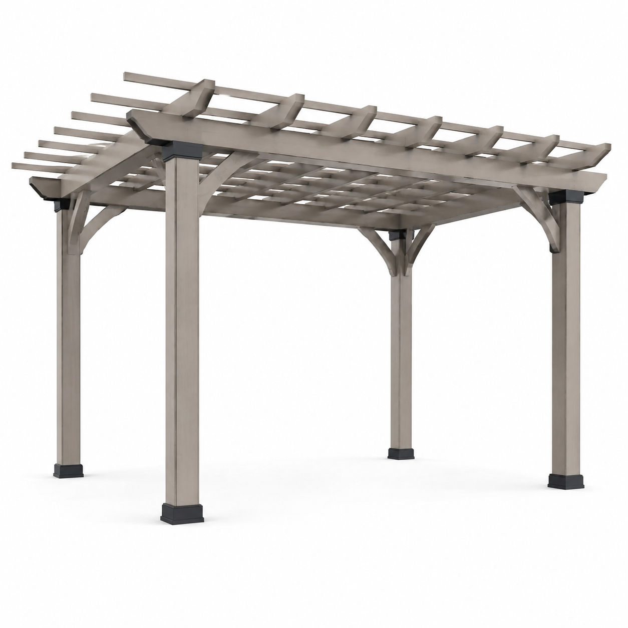 Pergola carrée en bois composite 300x300x250 cm gris taupe