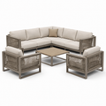 Ensemble de salon extérieur en aluminium avec coussins beige