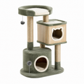 Arbre à chat en bois MDF avec niches et plateformes en sisal vert