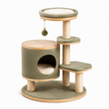 Arbre à chat en bois et sisal avec plateformes vertes