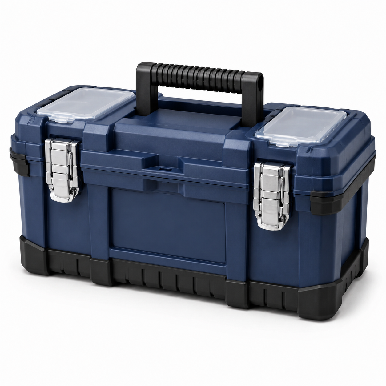 Boîte à outils en plastique avec fermoirs métalliques 52x27x25 cm bleu/noir