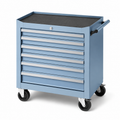 Chariot à outils en métal 7 tiroirs bleu avec poignées