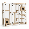 Enclos pour chat en métal et bois avec plateformes