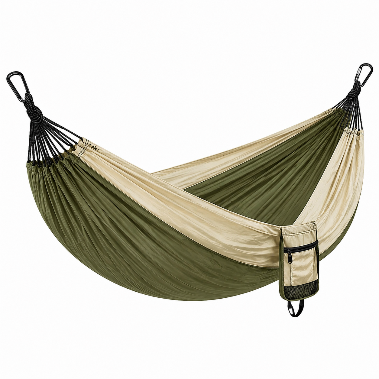Hamac Double en Nylon 210T Beige/Vert 300x200 cm